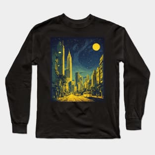 Sao Paulo Brazil Starry Night Vintage Tourism Travel Poster Art Long Sleeve T-Shirt